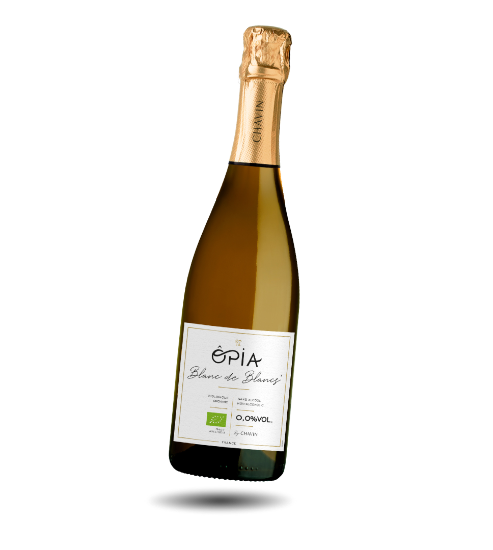 Opie Blanc de blancs, vin effervescent désalcoolisé, biologique.