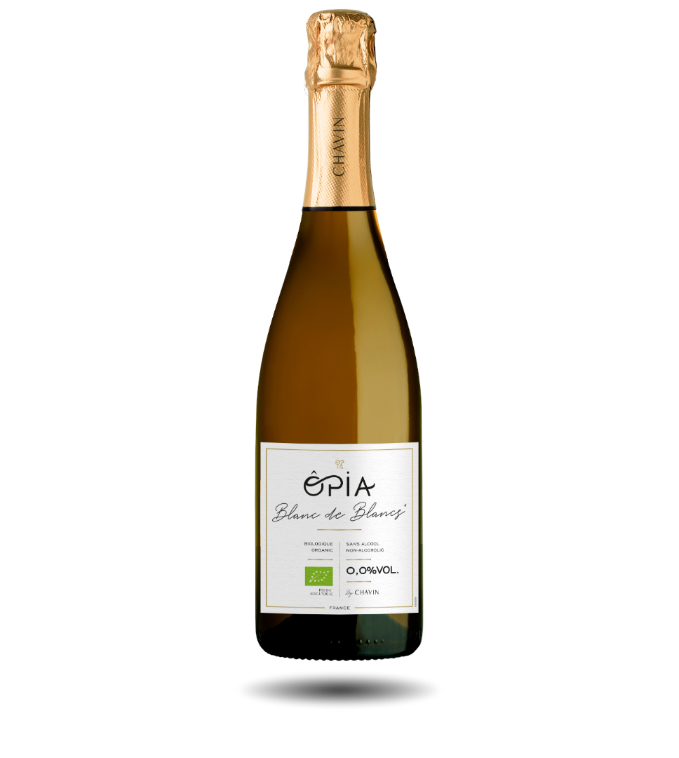 Opie Blanc de blancs, vin effervescent désalcoolisé, biologique.